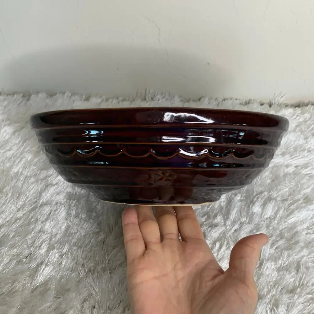 Vintage Marcrest Oven Proof Daisy Dot Brown Stoneware Divided Dish